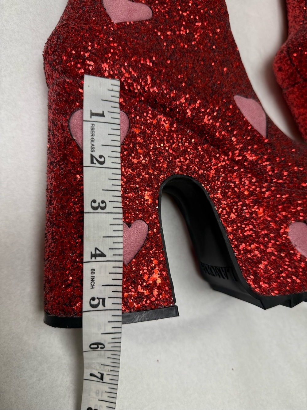 NWOT 💗Lamoda Red Glitter KEEPER CHUNKY PLATFORM ANKLE BOOTS 🩷 - Picture 9 of 12